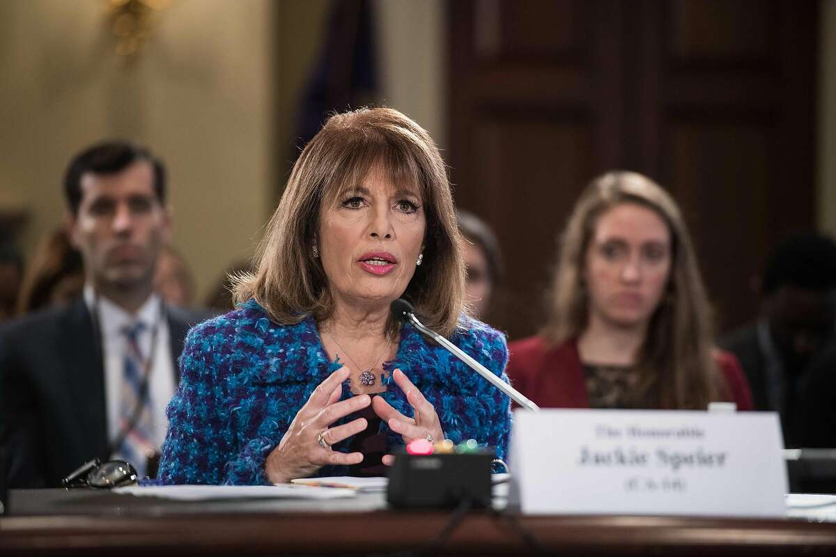 US Democratic Representative from California Jackie Speier speaks during a House Administration Committee hearing on "Preventing Sexual Harassment in the Congressional Workplace" on Capitol Hill in Washington, DC, on November 14, 2017. / AFP PHOTO / NICHOLAS KAMMNICHOLAS KAMM/AFP/Getty Images