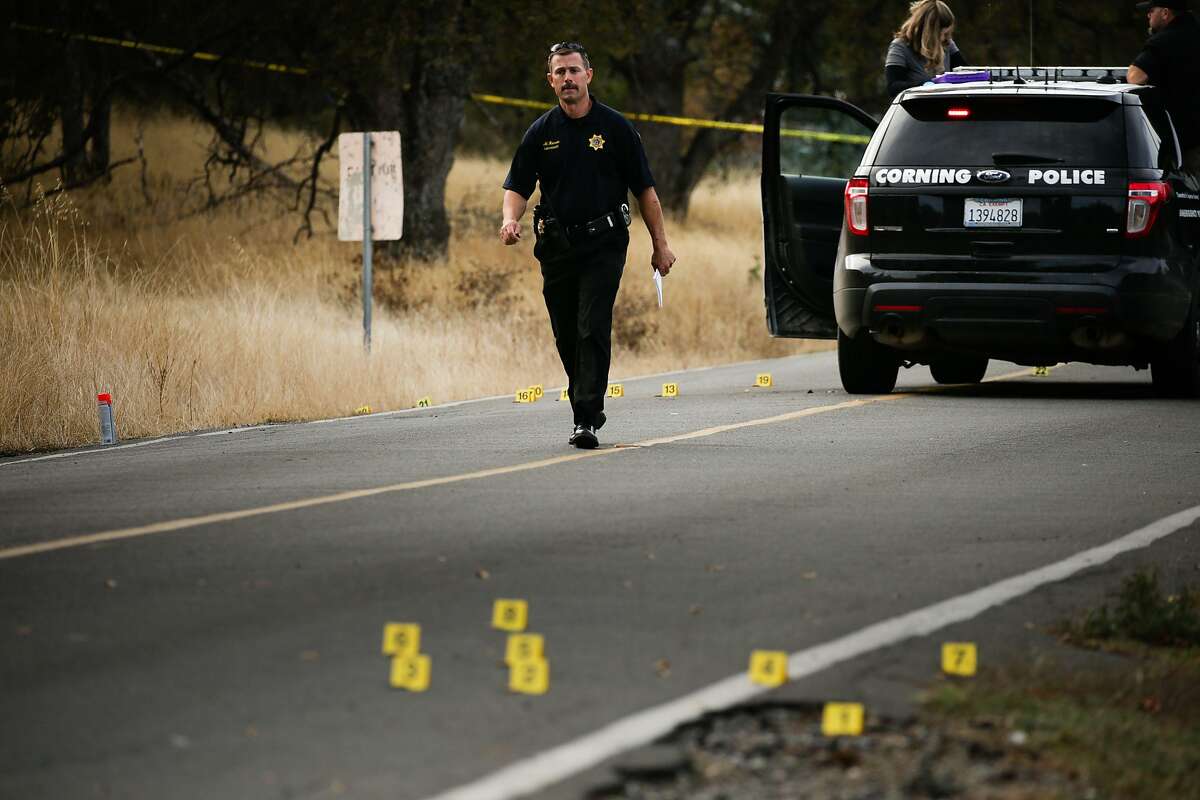A law enforcement officer is seen at one of many crime scenes after a shooting on November 14, 2017, in Rancho Tehama, California Four people were killed and nearly a dozen were wounded, including several children, when a gunman went on a rampage at multiple locations, including a school in rural northern California. / AFP PHOTO / Elijah NouvelageELIJAH NOUVELAGE/AFP/Getty Images