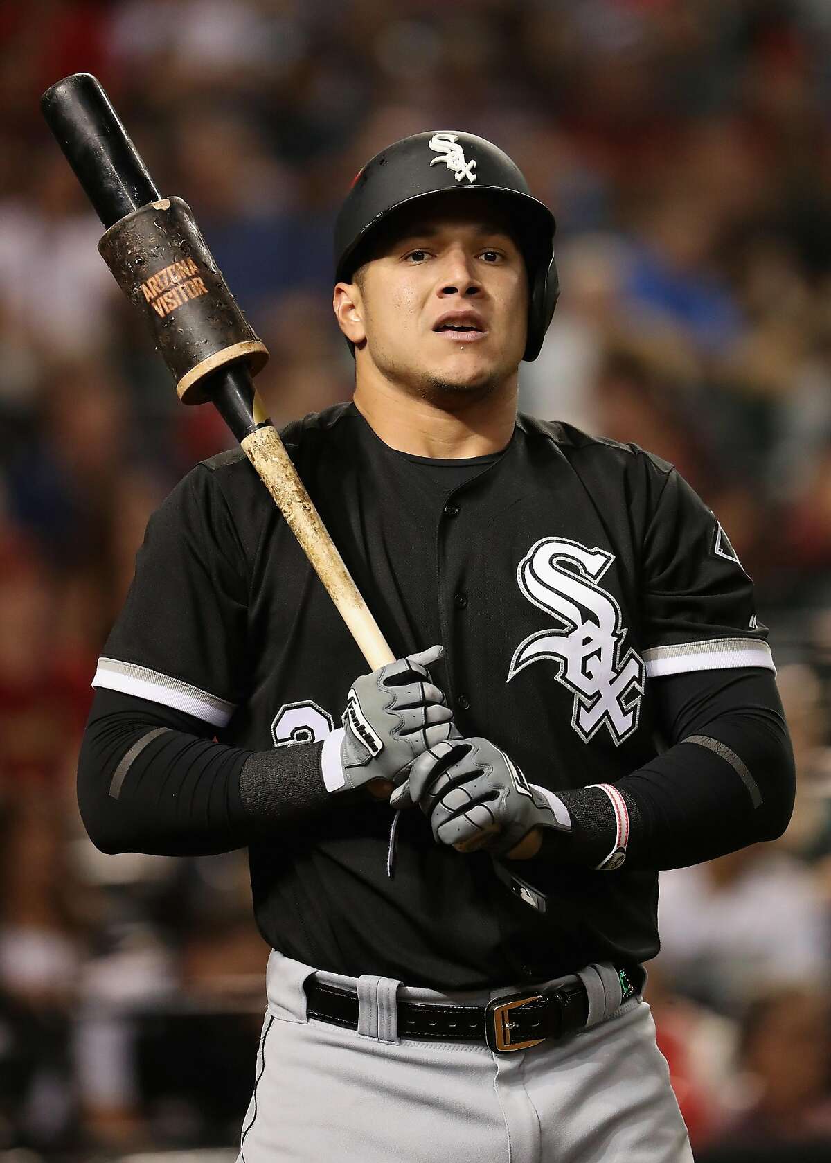 PHOENIX, AZ - MAY 23: Avisail Garcia #26 of the Chicago White Sox warms up on deck during the eighth inning of the MLB game against the Arizona Diamondbacks at Chase Field on May 23, 2017 in Phoenix, Arizona (Photo by Christian Petersen/Getty Images)