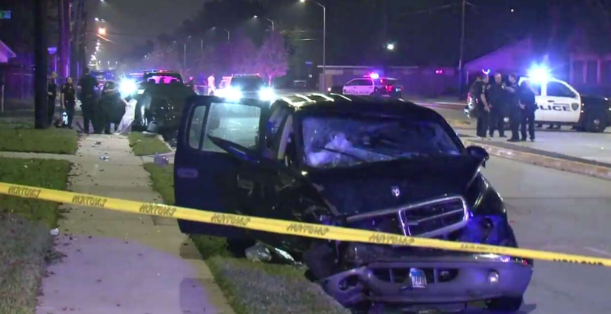 One person was killed late Tuesday after a car crash in north Houston. (Metro Video)
