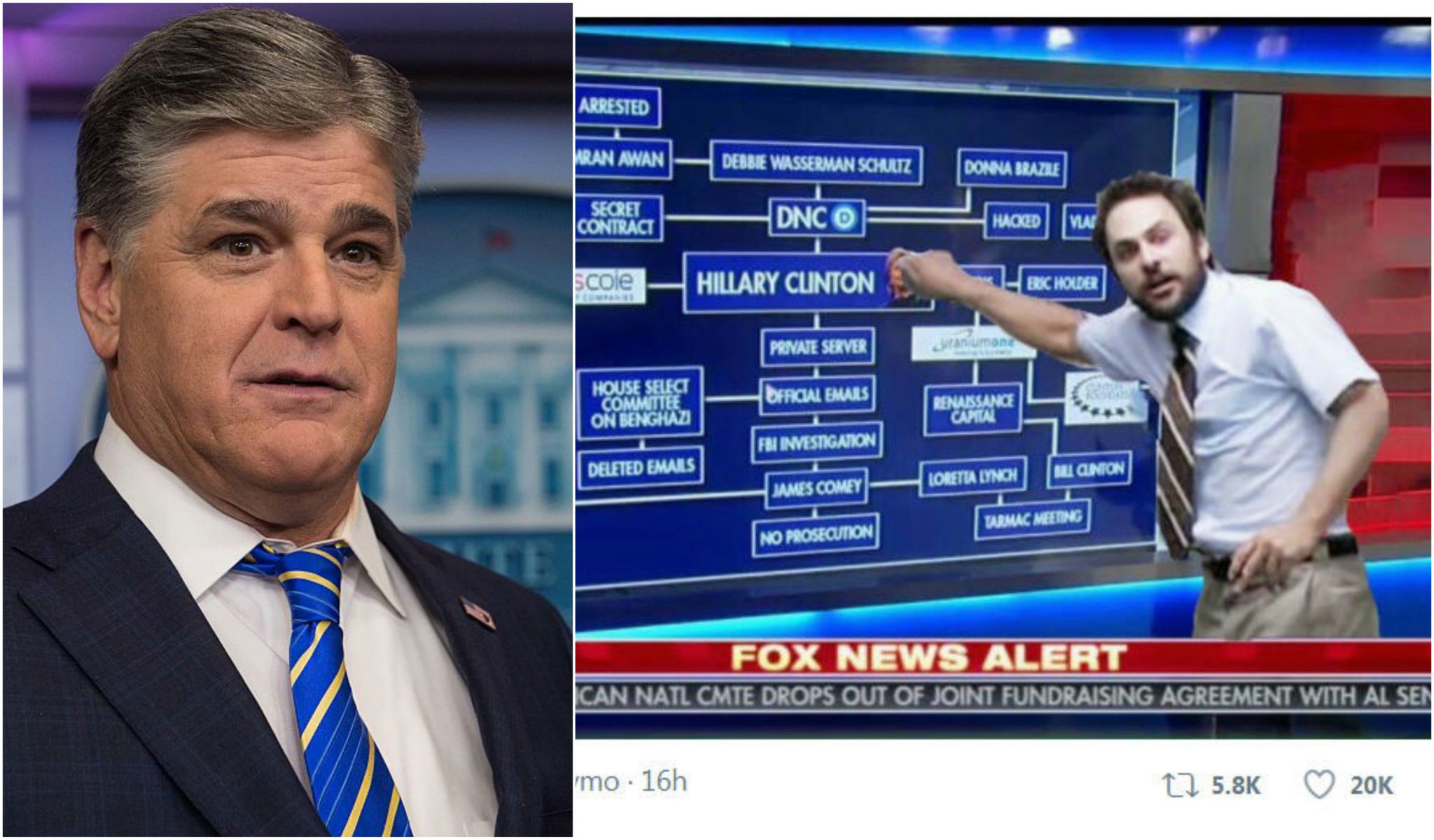 Sean Hannity's 'Clinton conspiracy theory' board is a meme dream