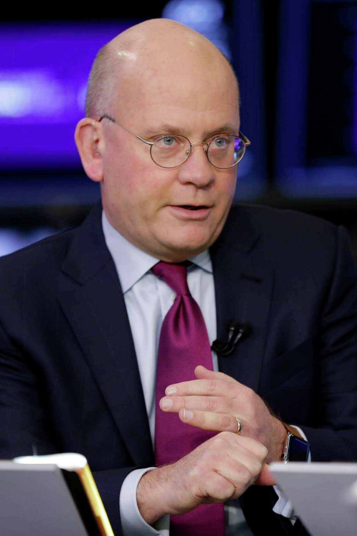 General Electric Chairman and CEO John Flannery is interviewed on the floor of the New York Stock Exchange, Tuesday, Nov. 14, 2017. (AP Photo/Richard Drew)