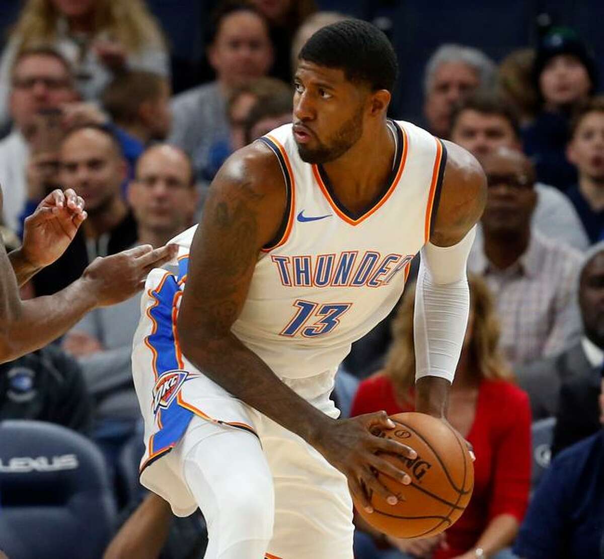 Oklahoma City Thunder's Paul George in action on Oct. 27, 2017 in Minneapolis.