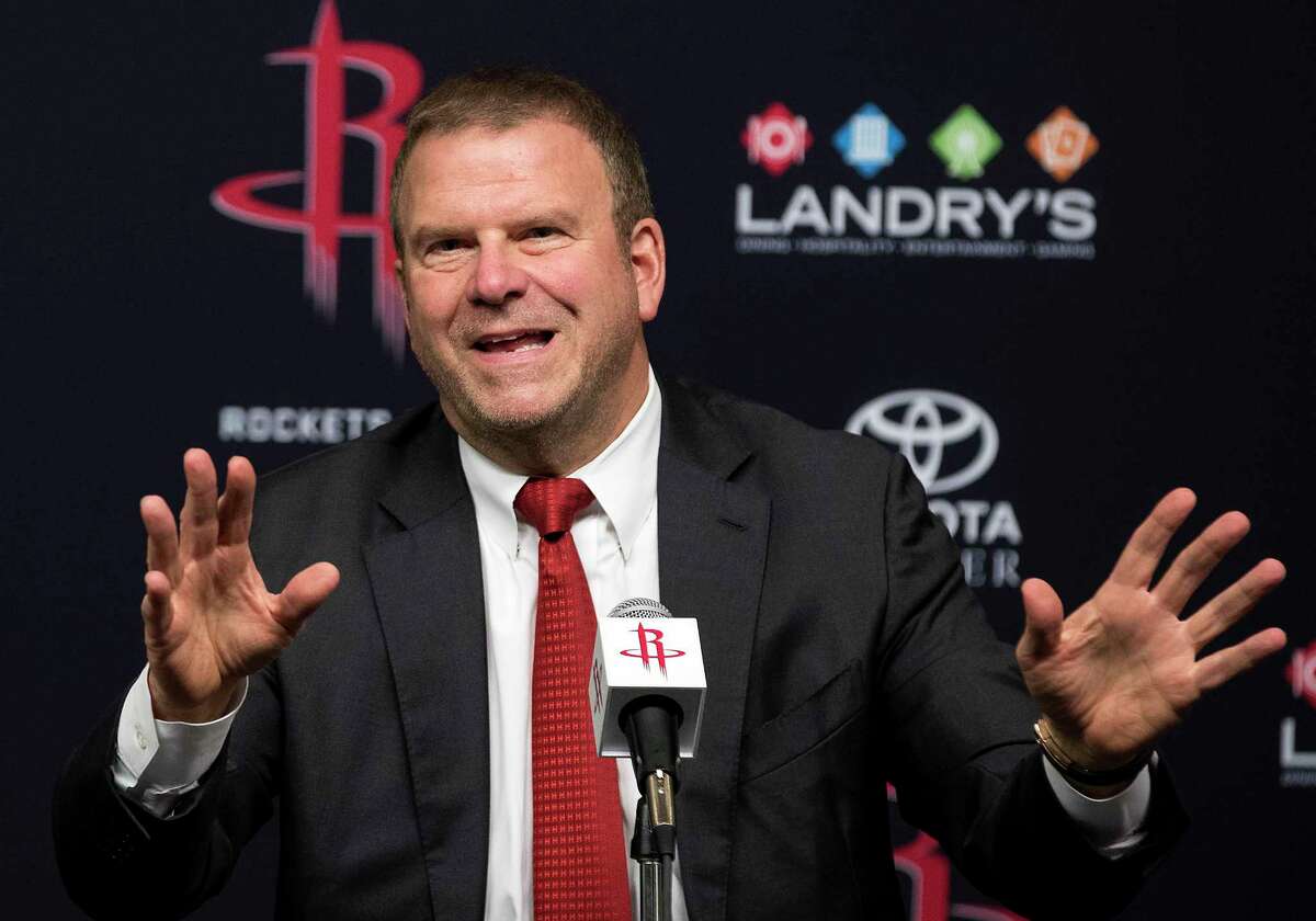 Houston Rockets owner Tilman Fertitta answers a question during a news conference introducing him as the Rockets new owner at Toyota Center on Tuesday, Oct. 10, 2017, in Houston. ( Brett Coomer / Houston Chronicle )