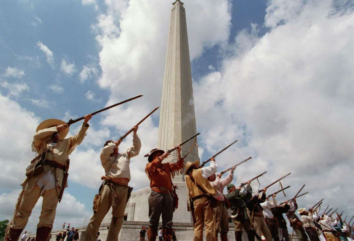The Texas Army fired a salute to the victory gaining Texas Independence, in April 2002 at the Monument, marking the anniversary of the Battle of San Jacinto.