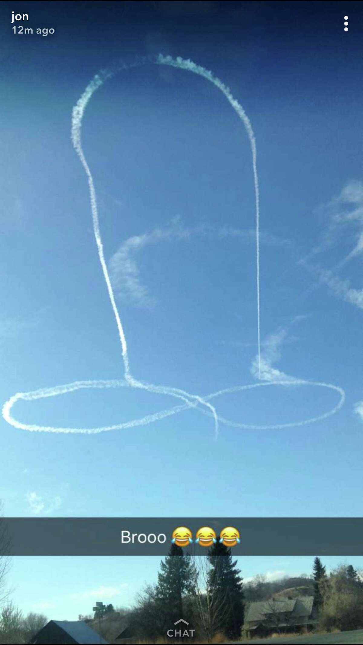 Navy aviators composed a penis-shaped piece of sky art Thursday over Okanogan County, Washington.