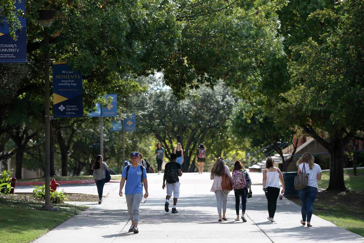 Students walk between classes at St. Mary's University in 2017. The university has changed its grading system in response to the coronavirus closure.