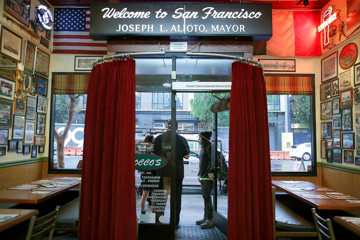 View of Rocco's Cafe, an Italian restaurant South of Market looking towards the entrance from inside on Thursday, November 16, 2017, in San Francisco, Calif.
