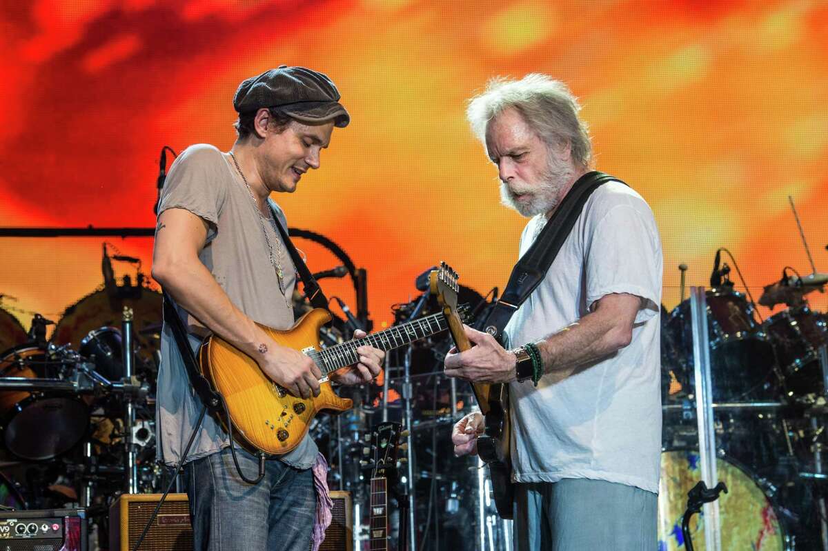 John Mayer, left, and Bob Weir of Dead & Company perform at Bonnaroo Music and Arts Festival on Sunday, June 12, 2016, in Manchester, Tenn.