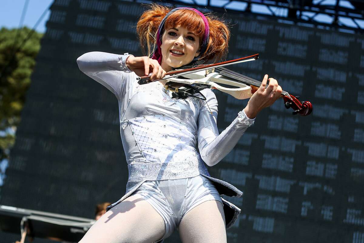 Lindsey Stirling performs at Outside Lands Music Festival at Golden Gate Park on Friday, Aug. 7, 2015, in San Francisco, Calif. (Photo by Rich Fury/Invision/AP)