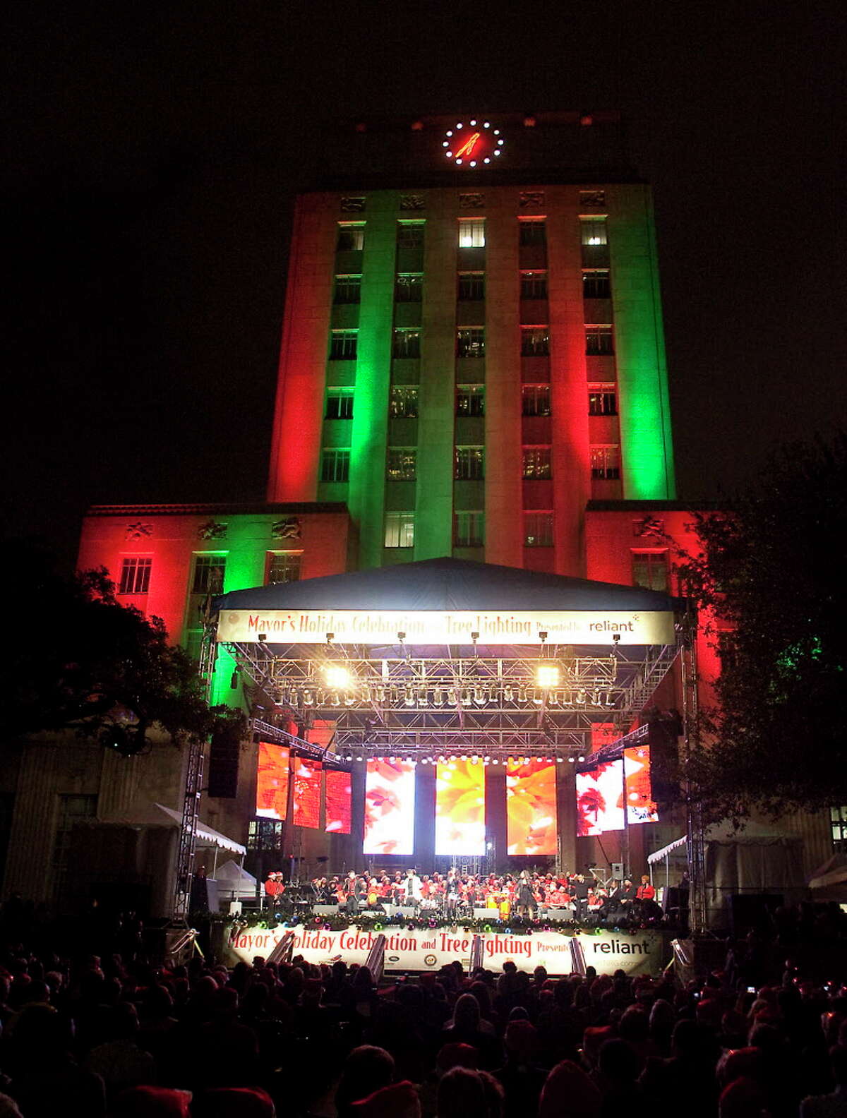A previous Tree Lighting at Houston's City Hall. This year's holiday kickoff is set for Dec. 1.