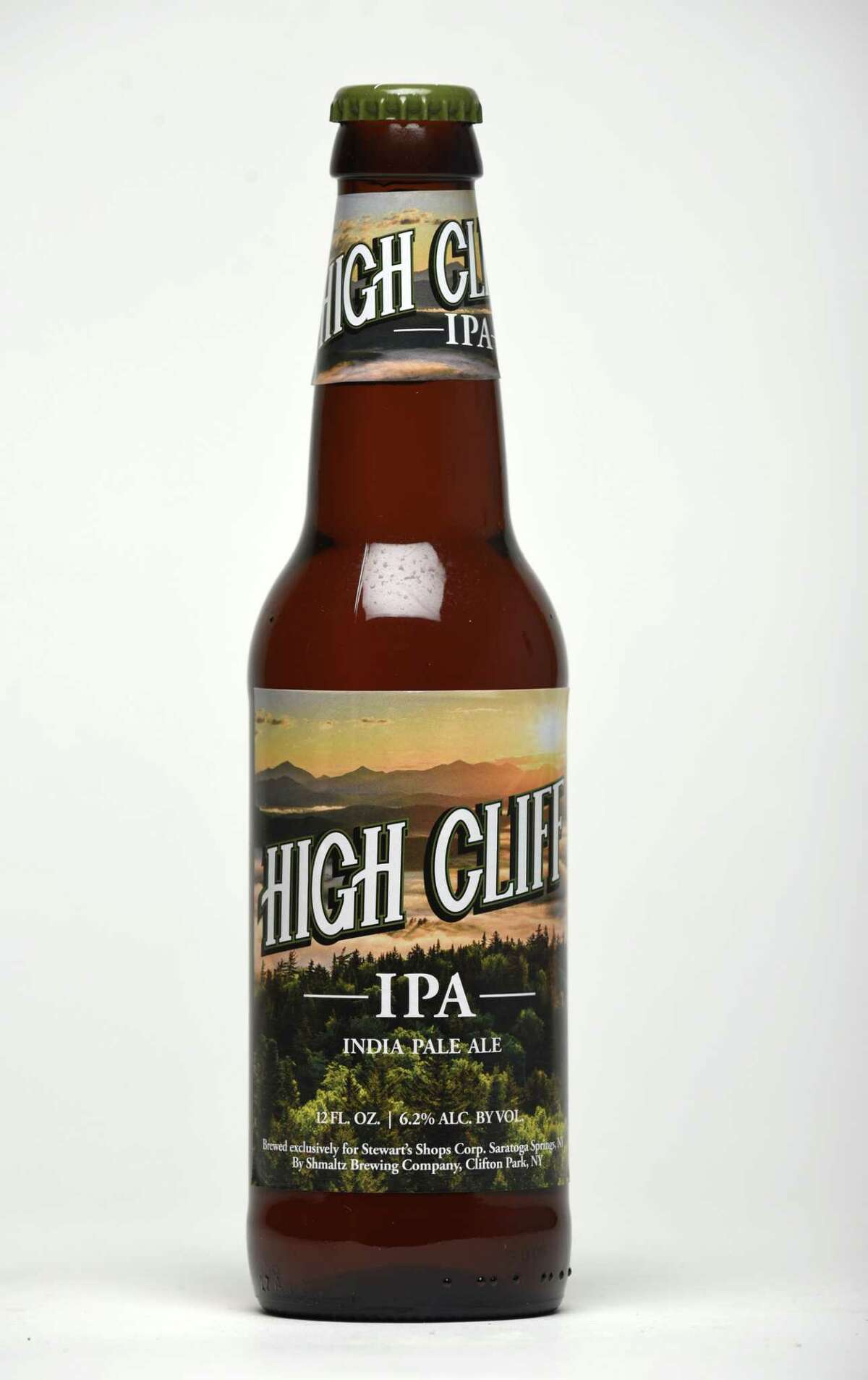 High Cliff IPA, a beer made by Shmaltz Brewing Company exclusively for Stewart's Shops, on Wednesday, Nov. 8, 2017, at the Times Union in Colonie, N.Y. (Will Waldron/Times Union)