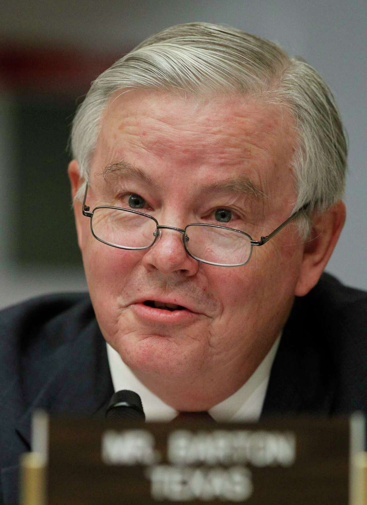 Rep. Joe Barton, R-Texas, makes his opening statement during a House Subcommittee on Oversight and Investigations and the Subcommittee on Energy and Environment joint hearing on the role of the Interior Department in the Deepwater Horizon disaster on Capitol Hill in Washington Tuesday, July 20, 2010. The hearing examines the Interior Department's actions before and since the Deepwater Horizon explosion on April 20, 2010. (AP Photo/Manuel Balce Ceneta)