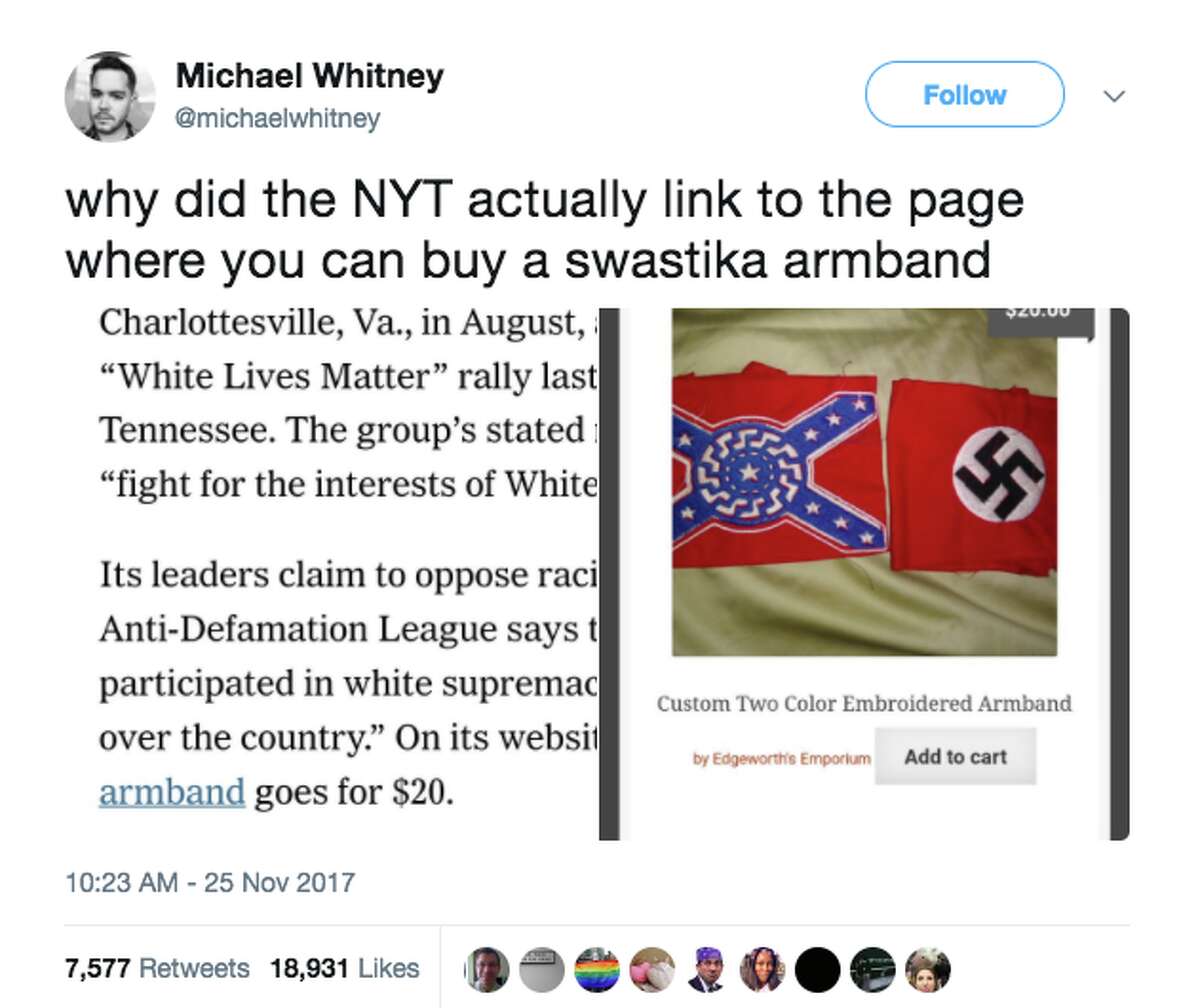 A New York Times profile of a Nazi sympathizer drew sharp criticism on social media.