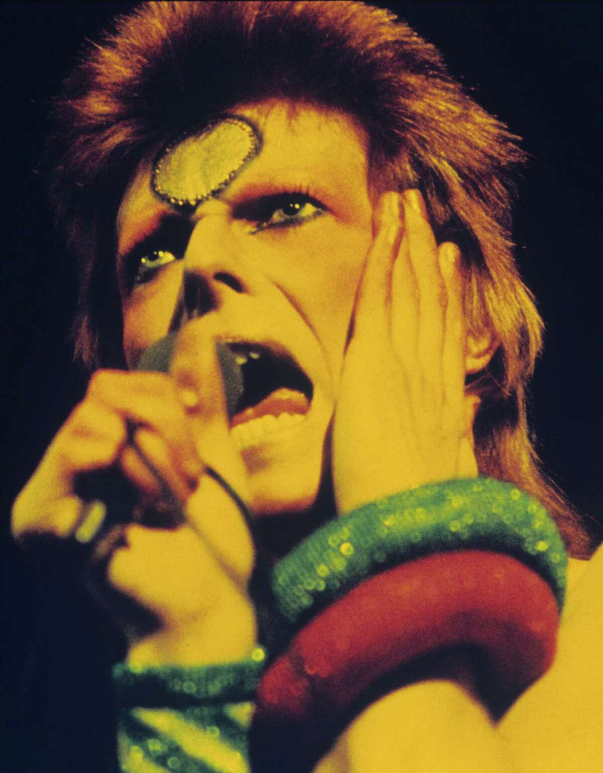 David Bowie on the Ziggy Stardust tour in 1973 in London