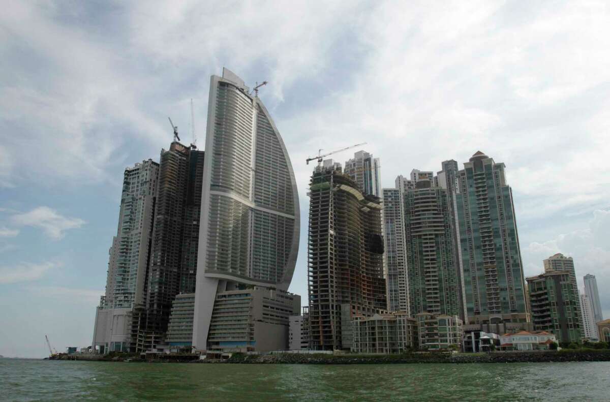 The Trump International Hotel in Panama is in the third tower from the left, looking like a wind-filled sail.