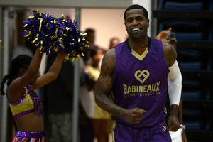 Retired NBA player Stephen Jackson is introduced before the Babineaux Family Foundation's Celebrity All-Star Classic basketball game on Saturday. Photo taken Saturday 7/9/16 Ryan Pelham/The Enterprise