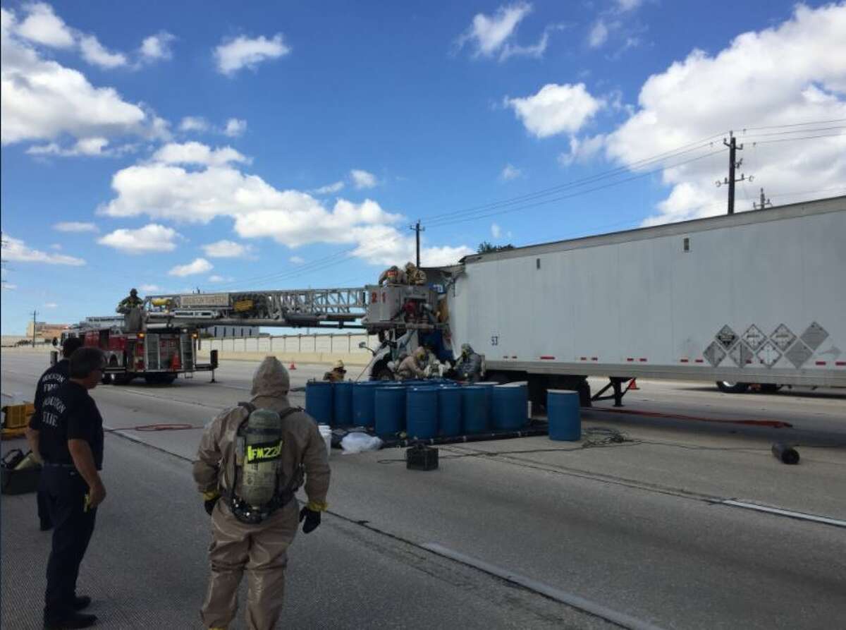An 18-wheeler carrying sulfuric acid crashed Tuesday on Interstate 10, shutting down westbound lanes of the highway for hours. The truck had to be offloaded because its load had shifted in the wreck.