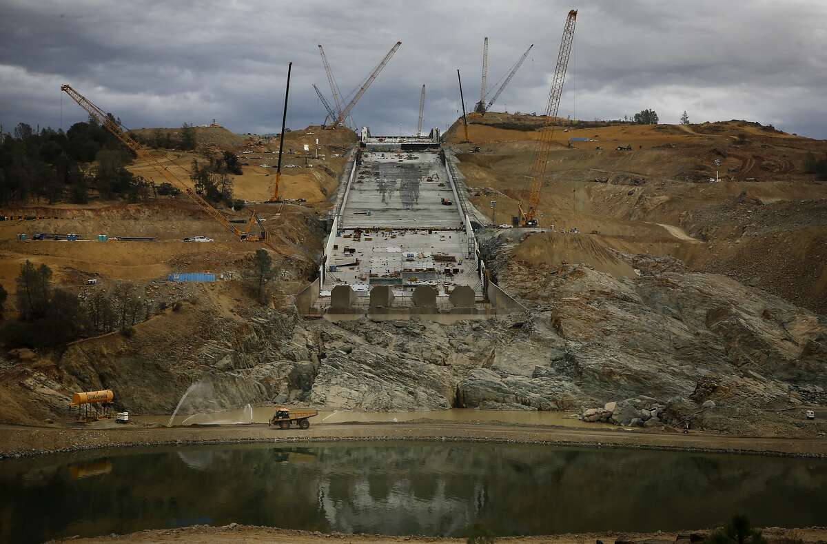 Construction and repairs continue on the main spillway of the Oroville Dam, in Oroville, Ca., on Thursday October 19, 2017.