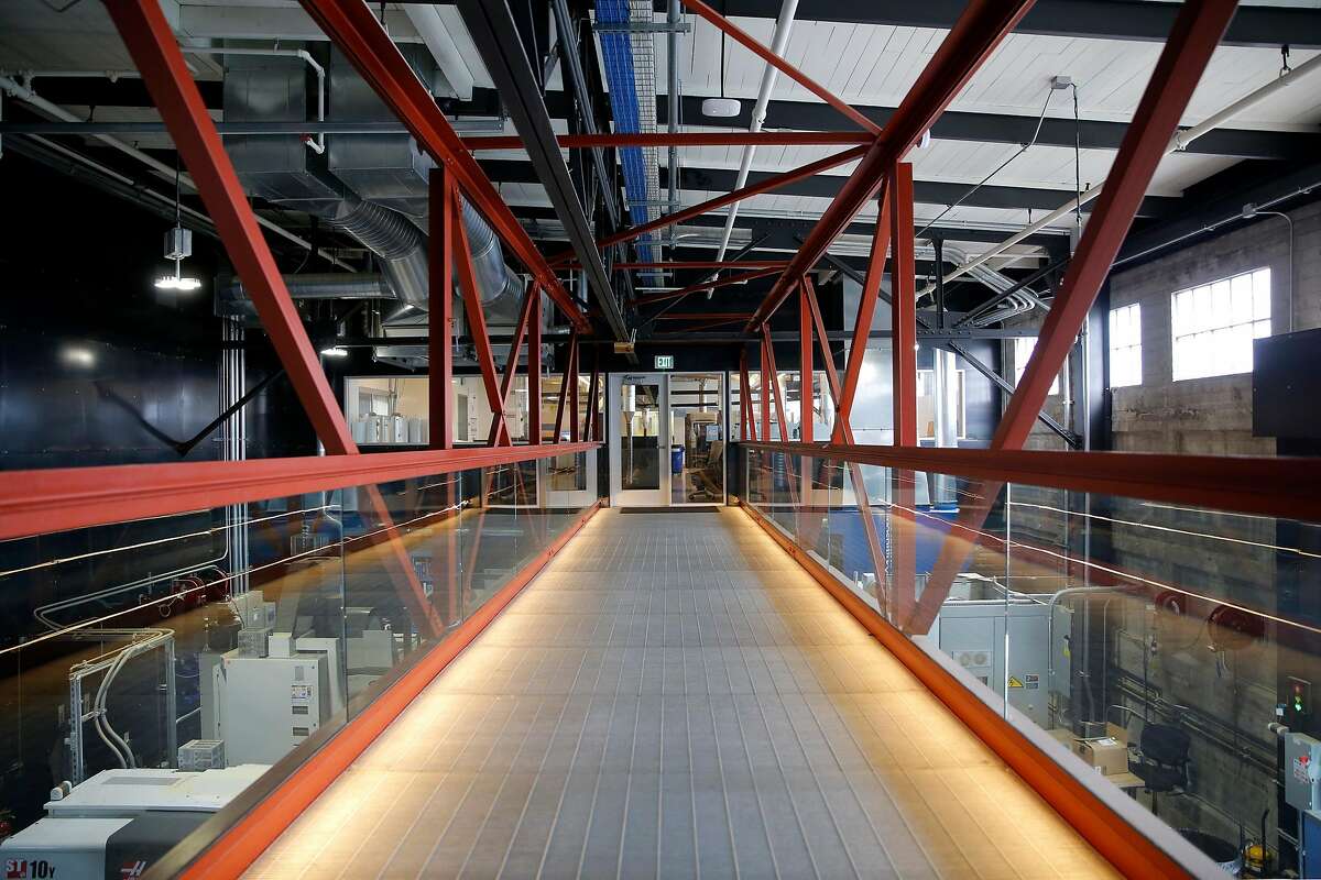 A bridge connecting two work spaces at Autodesk's offices at Pier 9 in San Francisco, California, on Wednesday, Sept. 30, 2015.