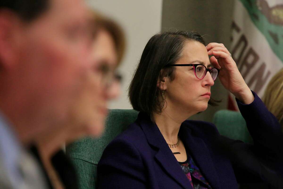Laura Friedman (right), chair, Assembly Rules Subcommittee on Harassment, Discrimination, and Retaliation Prevention and Response, listens with others to speakers during the state Assembly's first public hearings in the Capitol to examine complaints that the Legislature has fostered a culture of pervasive sexual harassment and abuse on Tuesday, November 28, 2017 in Sacramento, Calif.