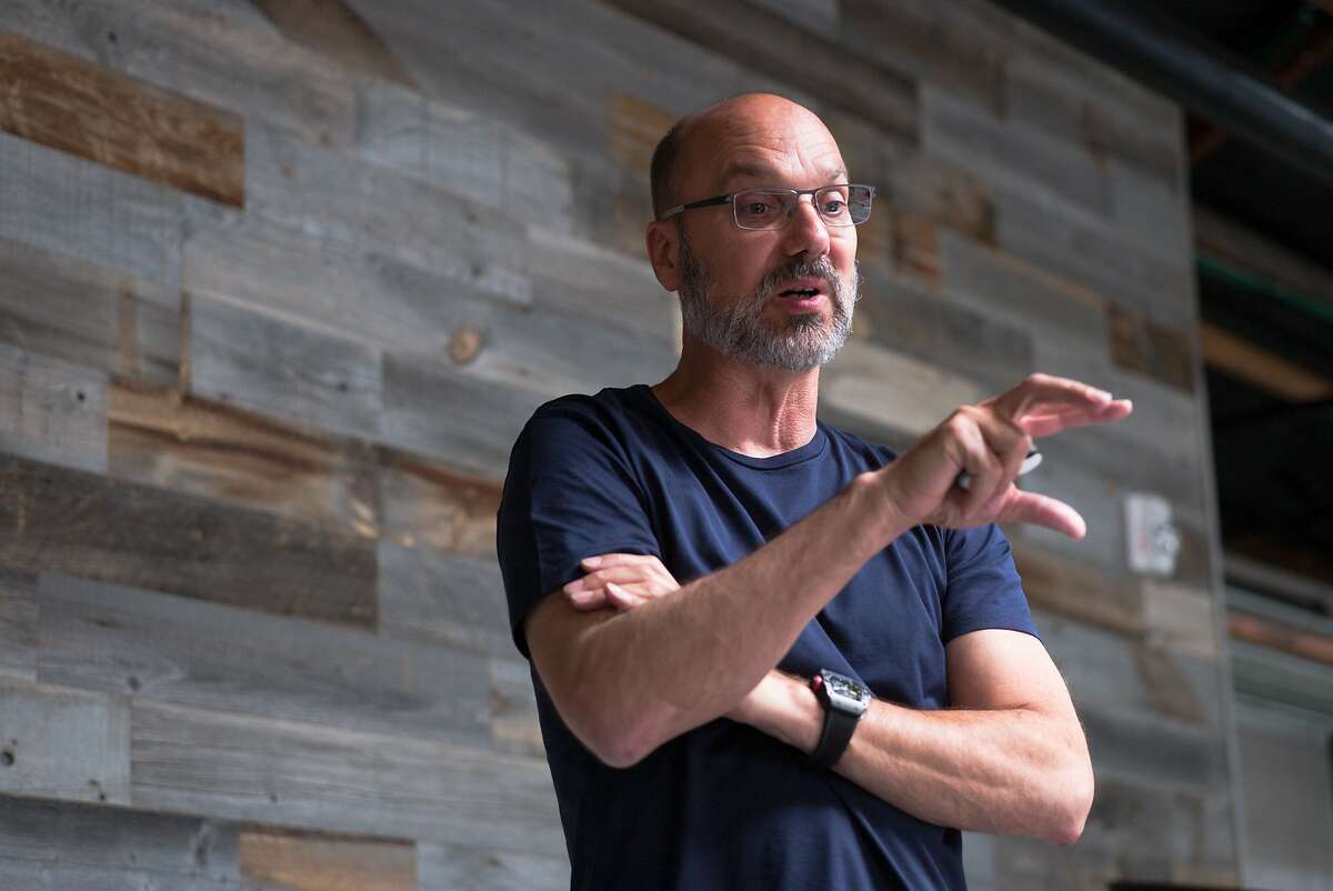 Playground Global CEO Andy Rubin talks about Essential's new smartphone at Playground Global in Palo Alto, Calif. on Tuesday, Aug. 15, 2017. Essential is releasing a phone that allows a 360 degree camera to be easily attached.