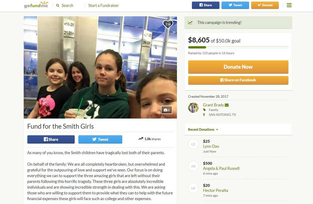 Since the tragedy, a GoFundMe account has been created to raise money for a trust fund for the three daughters to pay for future life expenses like college tuition. As of Wednesday afternoon, the account had raised more than $10,000.