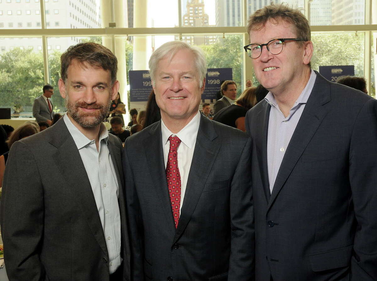 From left: John Arnold, Doug Foshee and Michael Skelly at the Yes Prep Legacy Luncheon at the Hobby Center Friday Nov.17,2017. (Dave Rossman Photo)