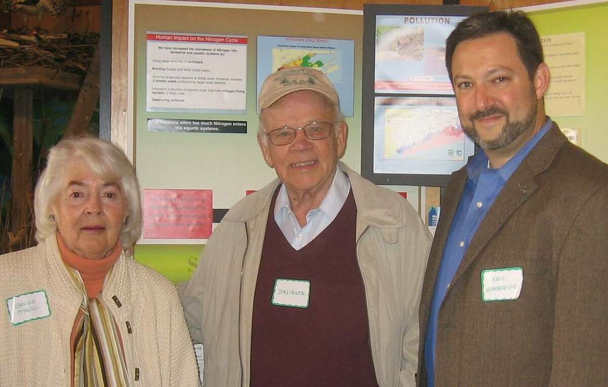 At the annual meeting of the Friends of Sherwood Island State Park, the speaker was Eric Hammerling, right, executive director of the Connecticut Forest and Park Association. Also pictured are Friends President Sheila O'Neill and board member Don Snook.