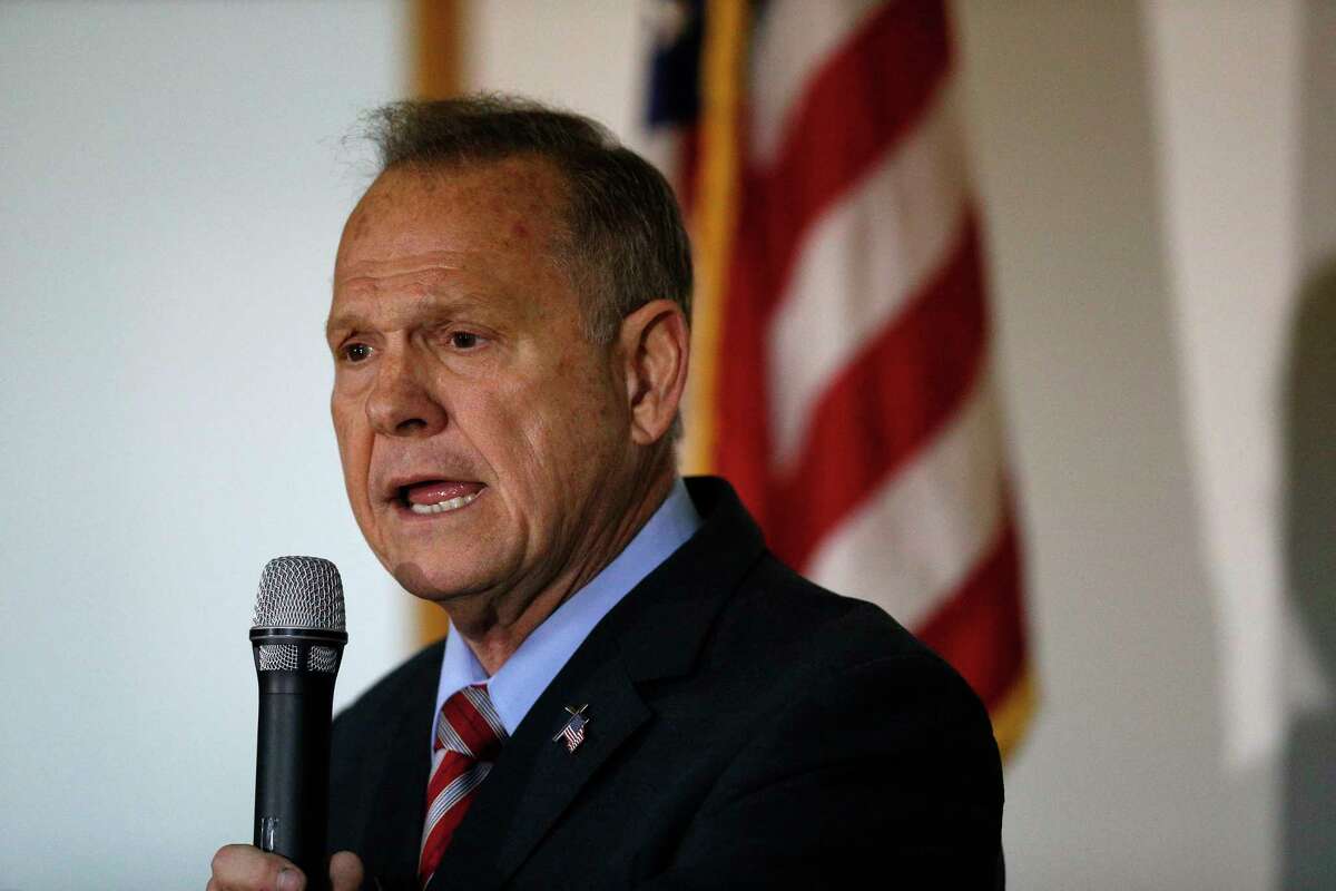 Former Alabama Chief Justice and U.S. Senate candidate Roy Moore speaks at a campaign rally, Monday, Nov. 27, 2017, in Henagar, Ala. (AP Photo/Brynn Anderson)