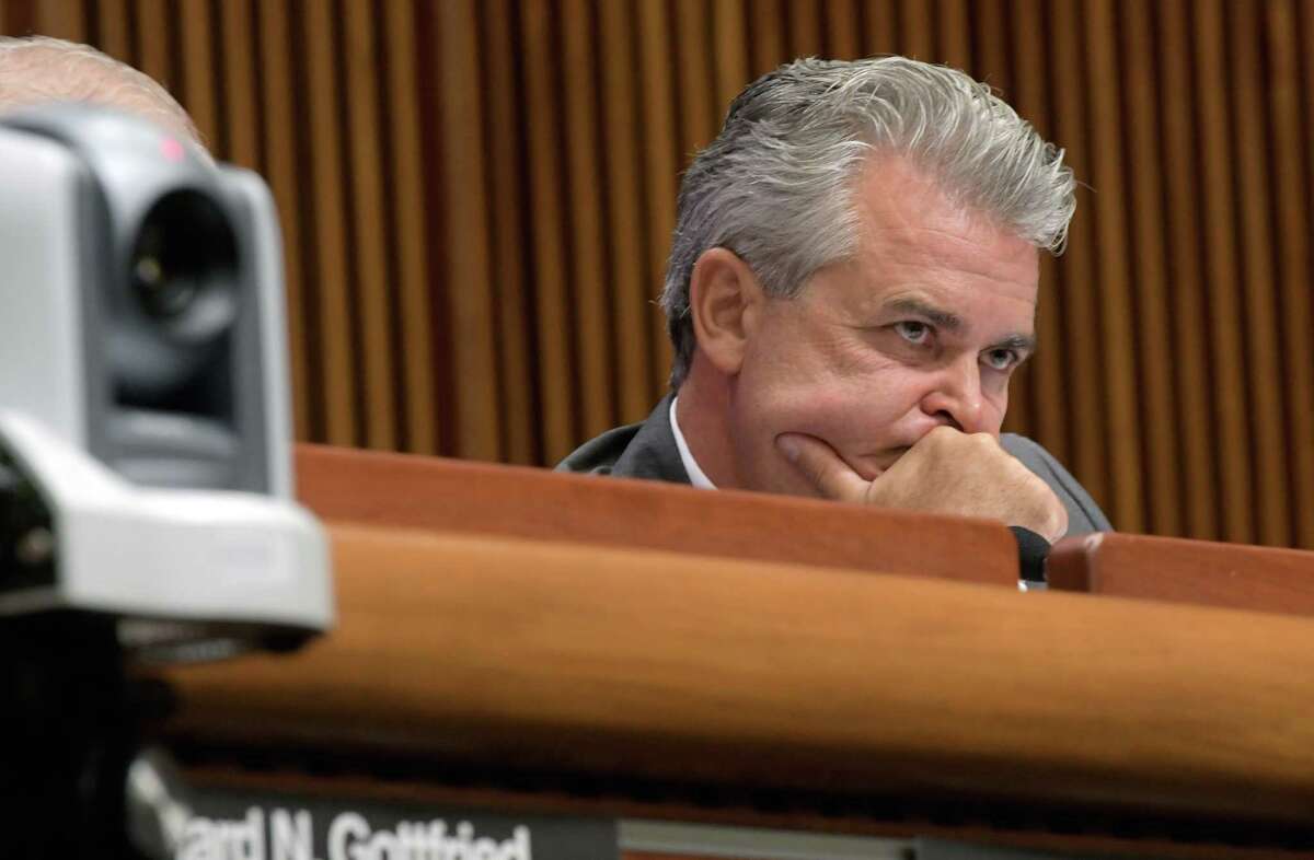 Assemblyman Steve McLaughlin listens as Howard Zucker, commissioner Department of Health, answers a question during a joint legislative public hearing on water quality and contamination on Wednesday, Sept. 7, 2016, in Albany, N.Y. (Paul Buckowski / Times Union)