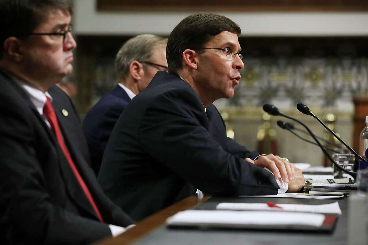 Mark Esper testifies before the Senate Armed Services Committee during his confirmation hearing to be secretary of the U.S. Army in the Dirksen Senate Office Building on Capitol Hill November 2, 2017 in Washington, DC. Esper reportedly made the decision to allow the Arsenal Business & Technology Partnership another six months at the Watervliet Arsenal. (Photo by Chip Somodevilla/Getty Images) ORG XMIT: 775069411
