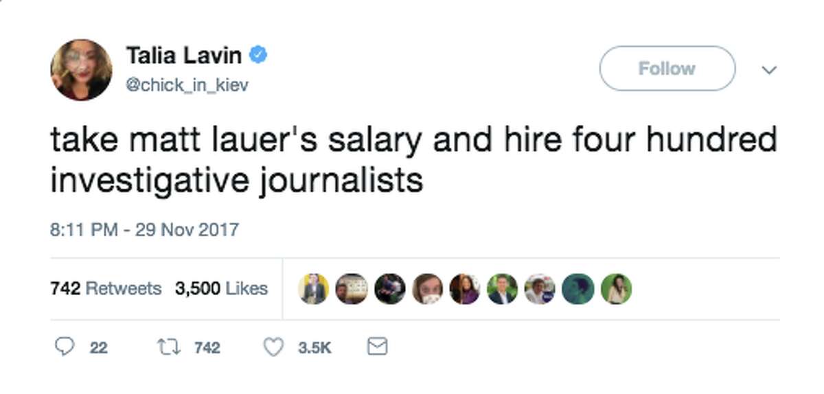 After women accused Matt Lauer of inappropriate workplace behavior, many people took to Twitter to consider better ways his salary could be spent.