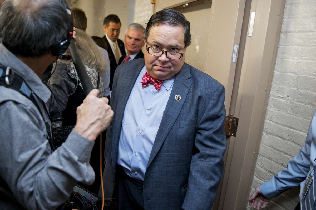 Rep. Blake Farenthold, R-Texas, leaves a meeting of the House Republican Conference in the Capitol, October 27, 2015.