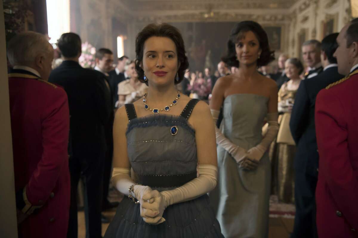 Queen Elizabeth (Claire Foy) and Jacqueline Kennedy (Jodi Balfour) in "The Crown," season two.