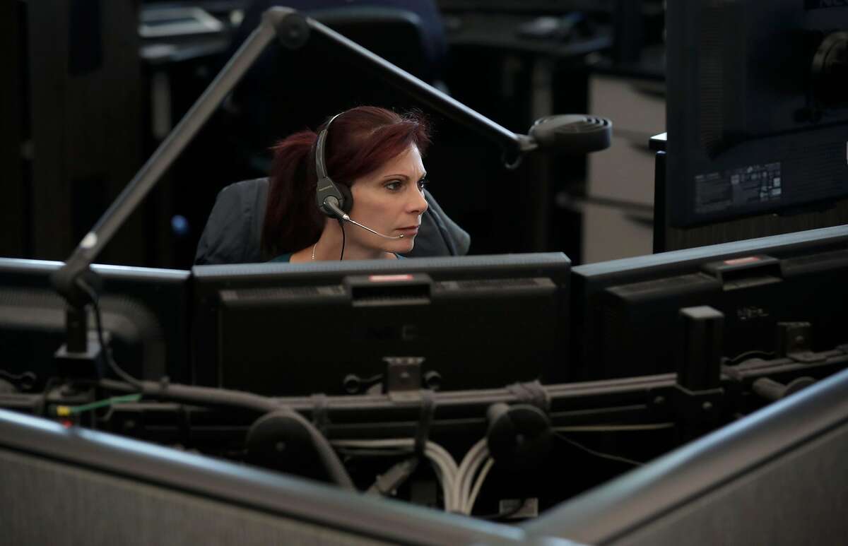 Dispatcher Dawn Mahoney at the San Francisco 911 Emergency Call Center on Mon. July 31, 2017 in San Francisco, Ca.