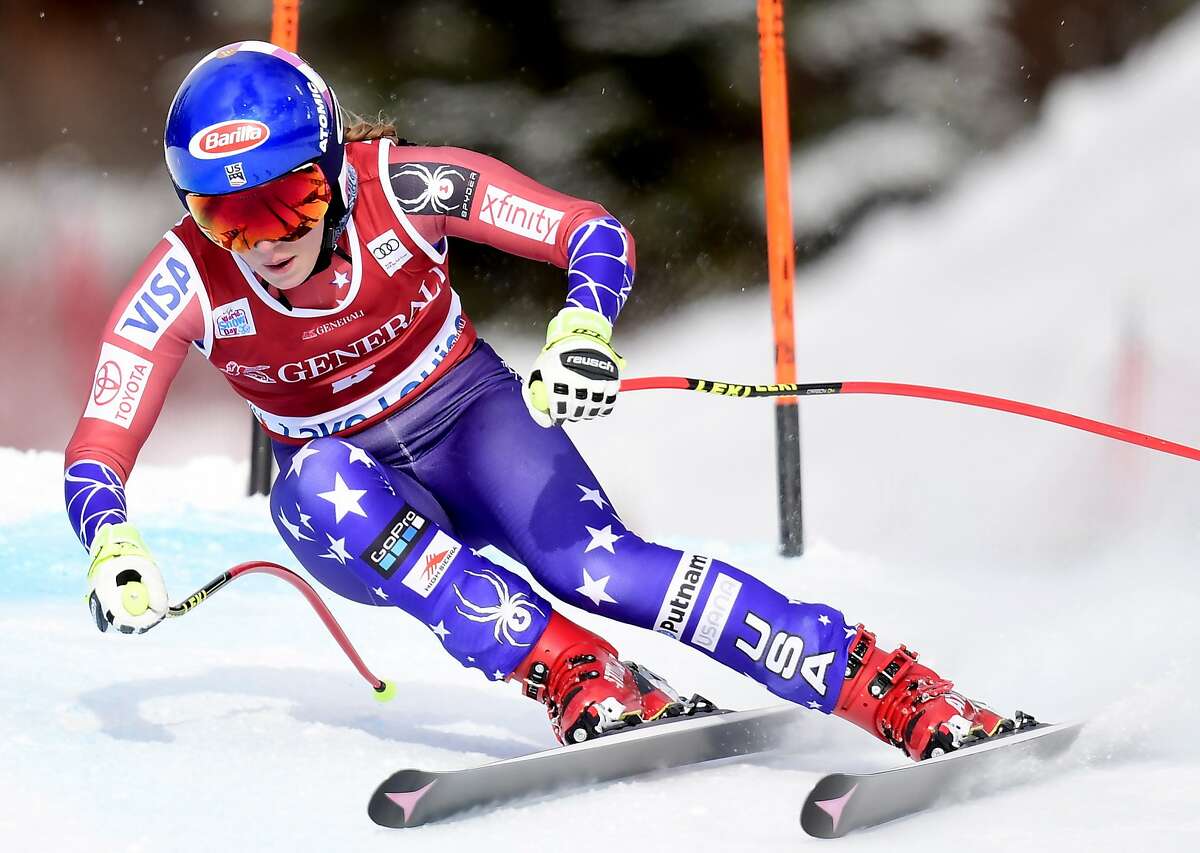 Mikaela Shiffrin, of the United States, skis down the course during the women's World Cup downhill race in Lake Louise, Alberta, on Saturday, Dec. 2, 2017. (Frank Gunn/The Canadian Press via AP)
