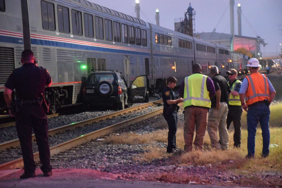 A woman was struck and killed on Tuesday, Dec. 5, 2017, by a train near downtown San Antonio. Police say they believe she was trying to beat the train across the tracks before the crash. 