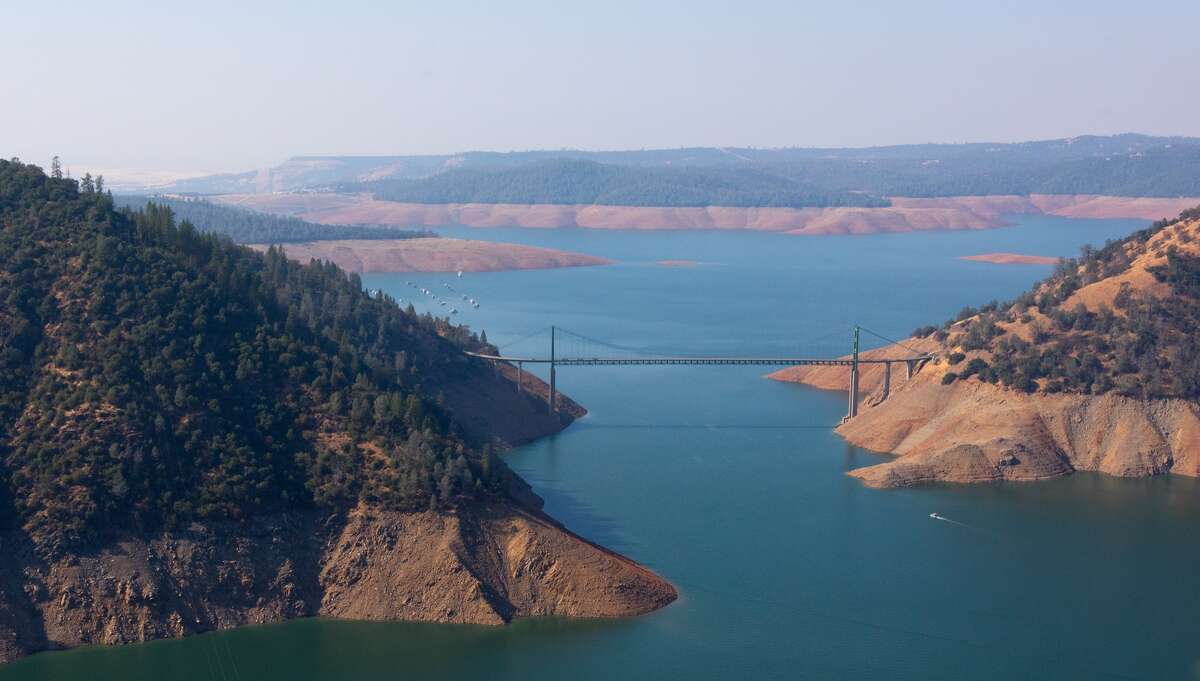 Lake Oroville at 34 percent capacity 57 percent of the historical average Photo taken Nov. 1, 2017 An aerial view of Bidwell Bar Bridge