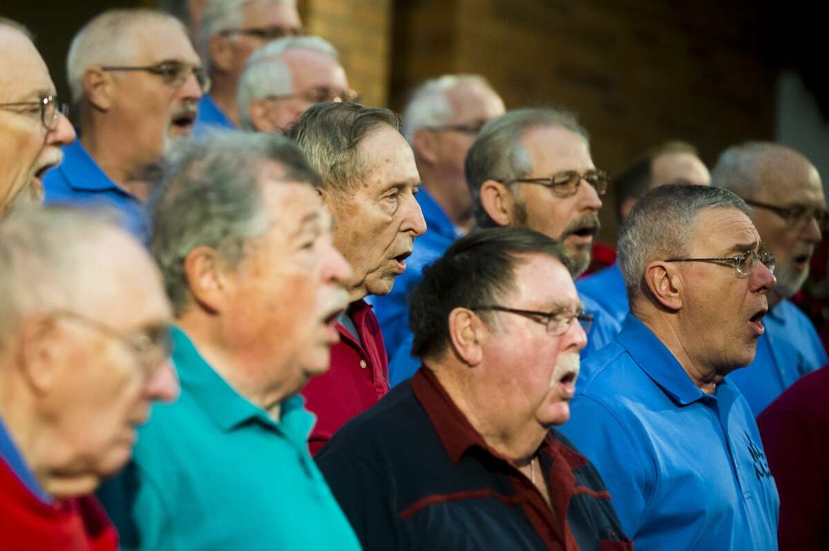 The Men of Music rehearse on Tuesday, Dec. 6, 2017 at First United Methodist Church for their upcoming Christmas concert at 2 and 7 p.m. on Sunday, Dec. 10. (Katy Kildee/kkildee@mdn.net)