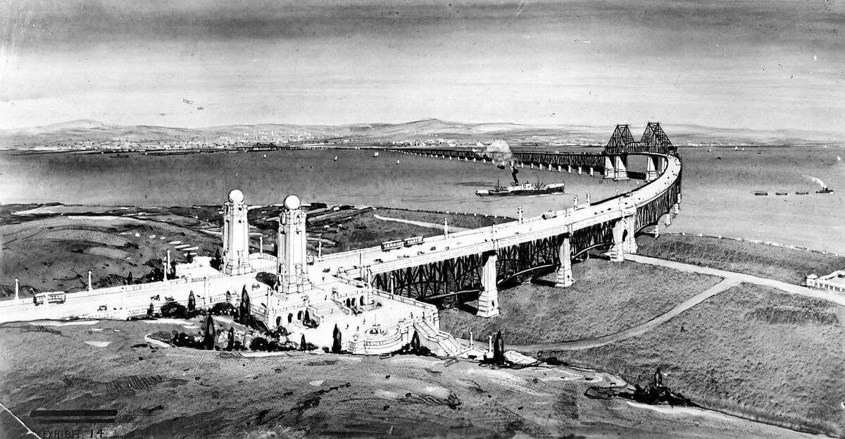 An architect’s 1950s rendering of a proposed Southern Crossing at Hunters Point in San Francisco. It was one of several versions of the bridge proposed between the 1940s and 1970s but never undertaken. Click through the gallery to see our readers' present-day traffic annoyances.