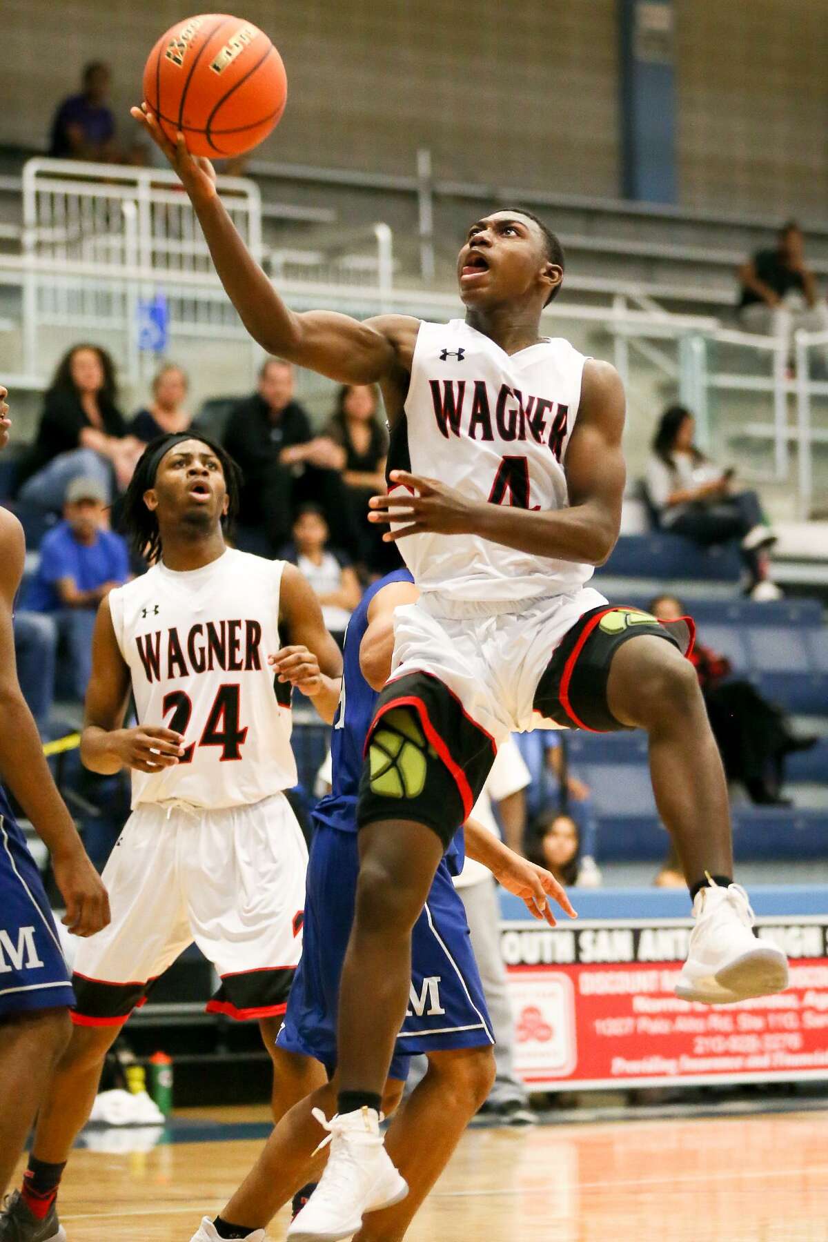 Wagner's Jalen Jackson drives to the basket during their semifinal game with MacArthur in the 2017 South San Antonio Bobcat Boys Varsiy Basketball Tournament game with MacArthur at the South San Athletic Center on Saturday, Dec. 2, 2017. Jackson was named MVP of the tournament after Wagner beat Silsbee 100-68 in the championship game. MARVIN PFEIFFER/mpfeiffer@express-news.net