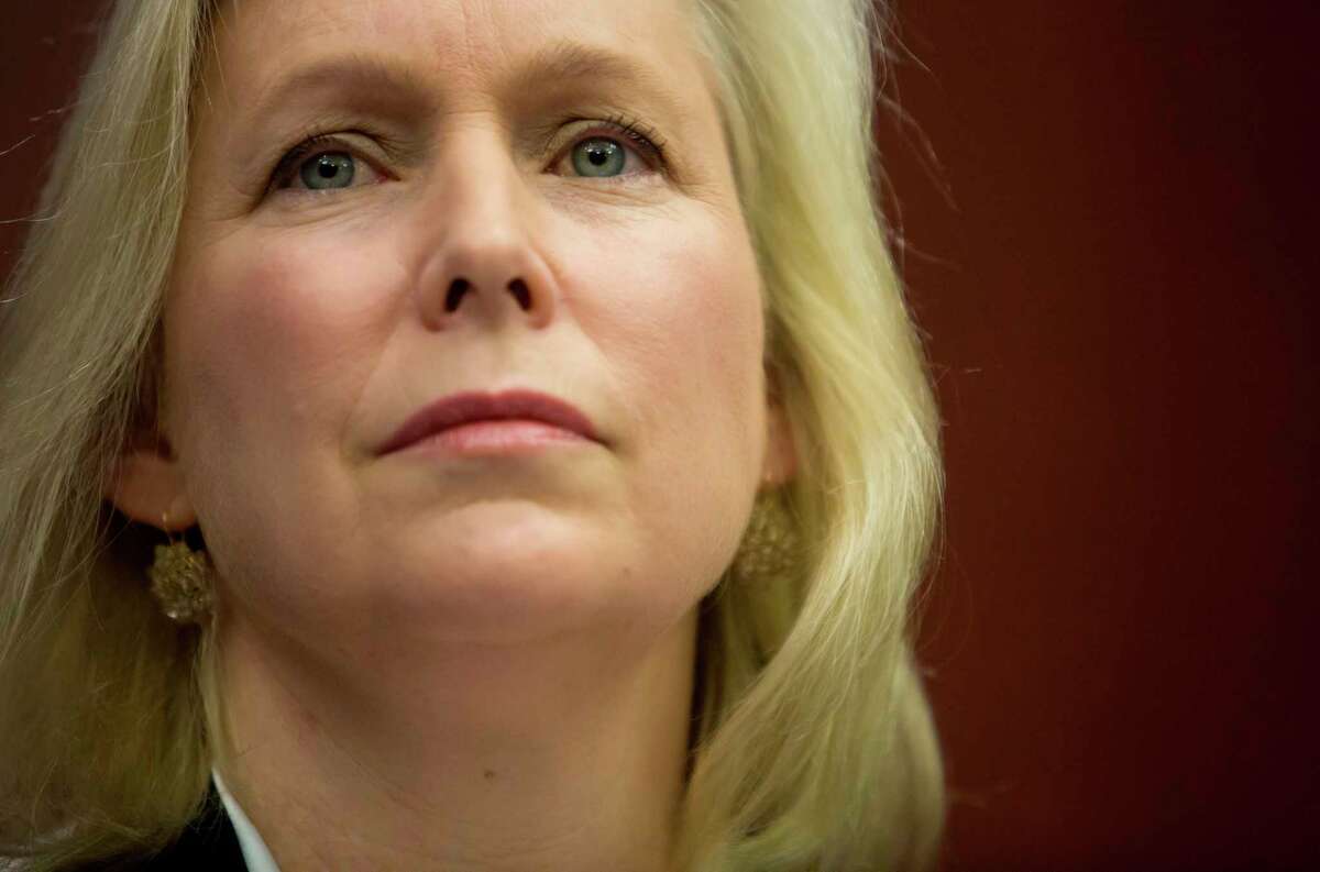 Sen. Kirsten Gillibrand (D-N.Y.) at a news conference unveiling bipartisan legislation regarding sexual harassment, on Capitol Hill in Washington, Dec. 6, 2017. Earlier Wednesday, Gillibrand and seven other female Democratic senators, as well as multiple men, together called for Sen. Al Franken (D-Minn.) to resign after a sixth woman came forward with an allegation of impropriety. (Eric Thayer/The New York Times) ORG XMIT: XNYT70