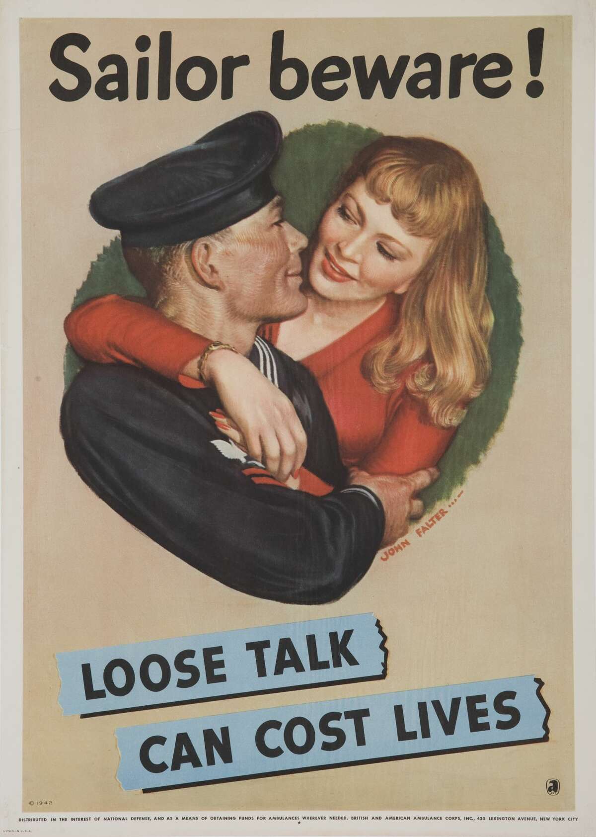 Sailors were reminded that careless words shouldn't be spoken to their female dates, who could be spies.
