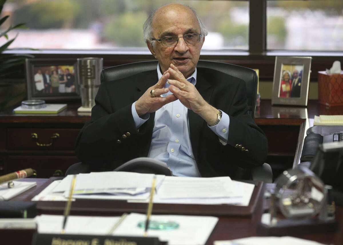 Philanthropist and businessman Harvey Najim speaks Wednesday November 8, 2017 in his office. Najim’s parents wanted him to be a doctor, but he found his fortune in the computer industry. As founder of the Harvey E. Najim Foundation, Najim has given millions of dollars to area charities, most of them focused on children.