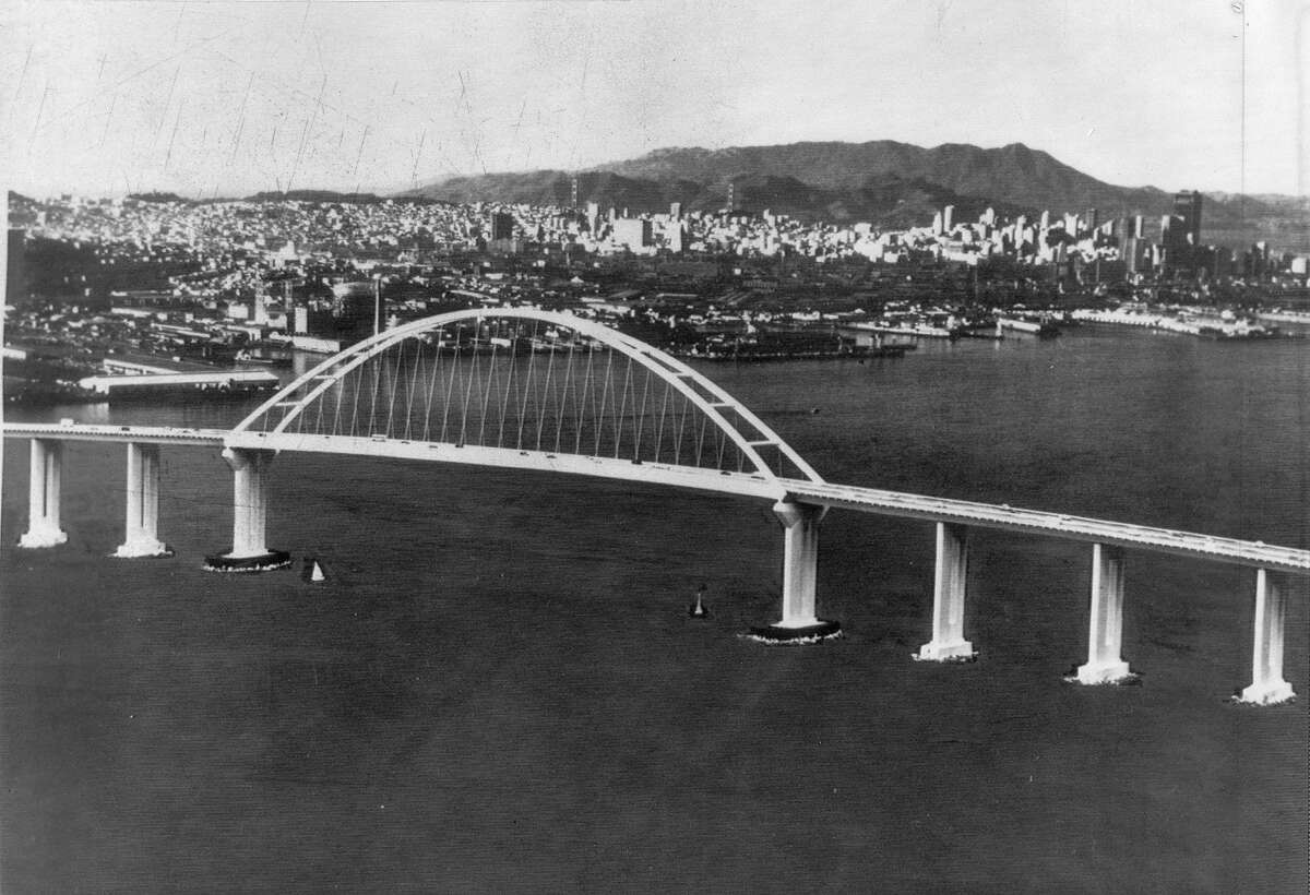 This style bridge design had been selected as a second crossing across San Francisco Bay, but soon be replaced Photo ran May 27, 1969, P. 24 Photo provided by California Division of Highways Handout
