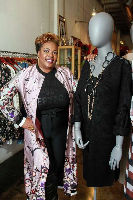 Jackie Adams, owner of Melodrama Boutique.   (For the Chronicle/Gary Fountain, November 27, 2017)