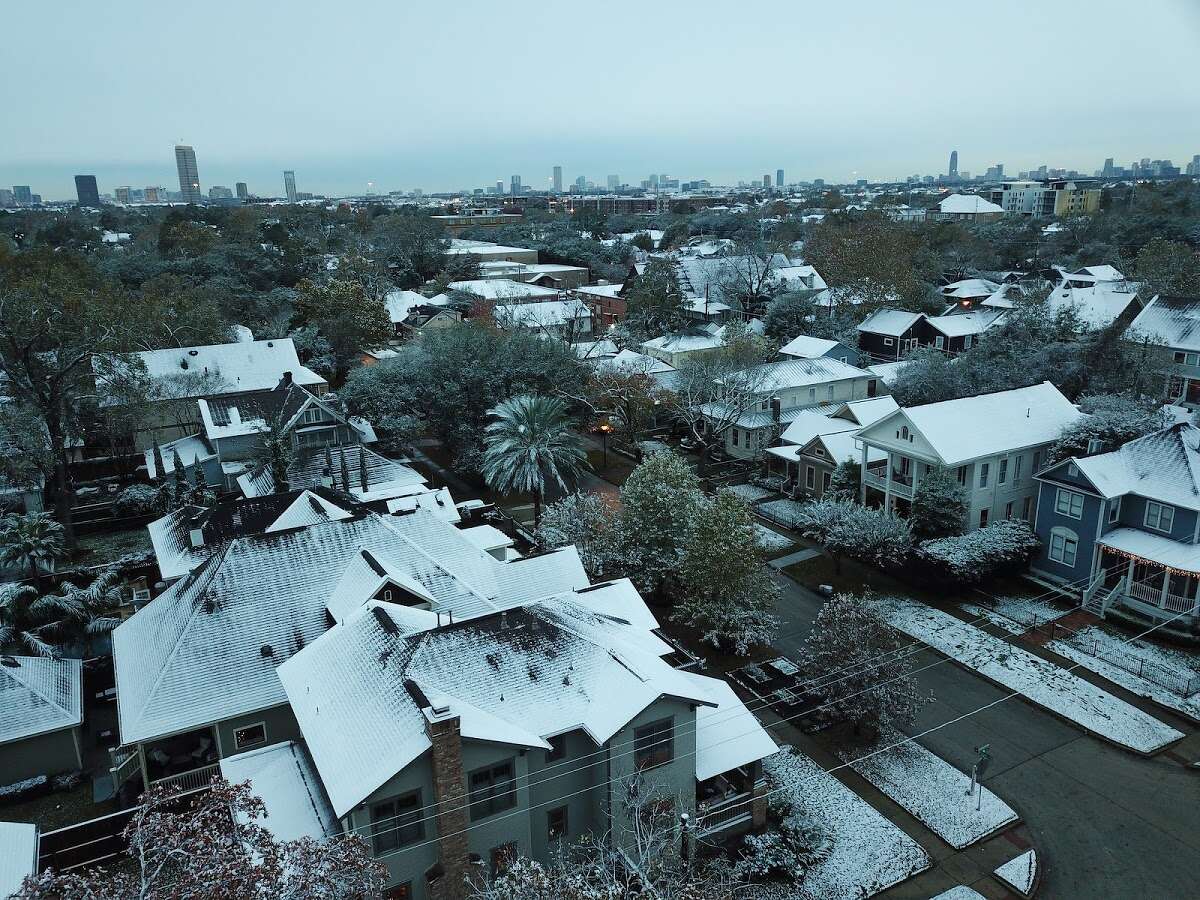 Stunning aerial photos show Houston in a Winter Wonderland