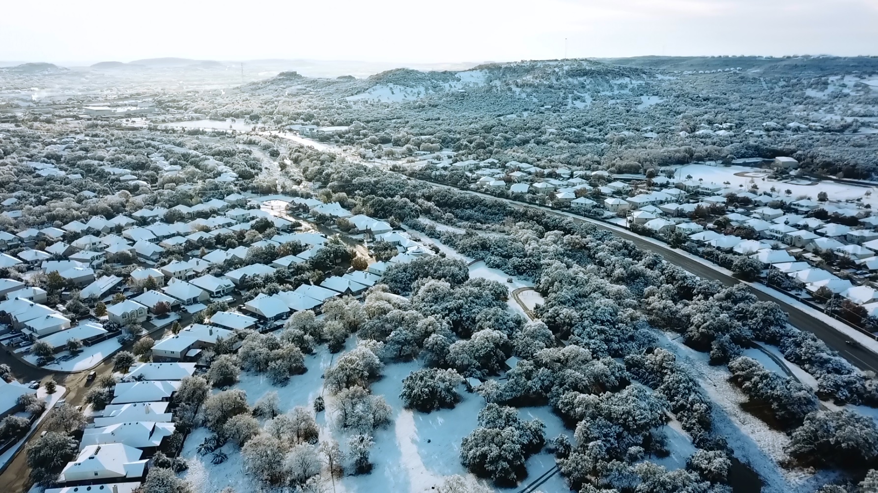 WATCH Drone footage shows magical snow scene over the San Antonio area