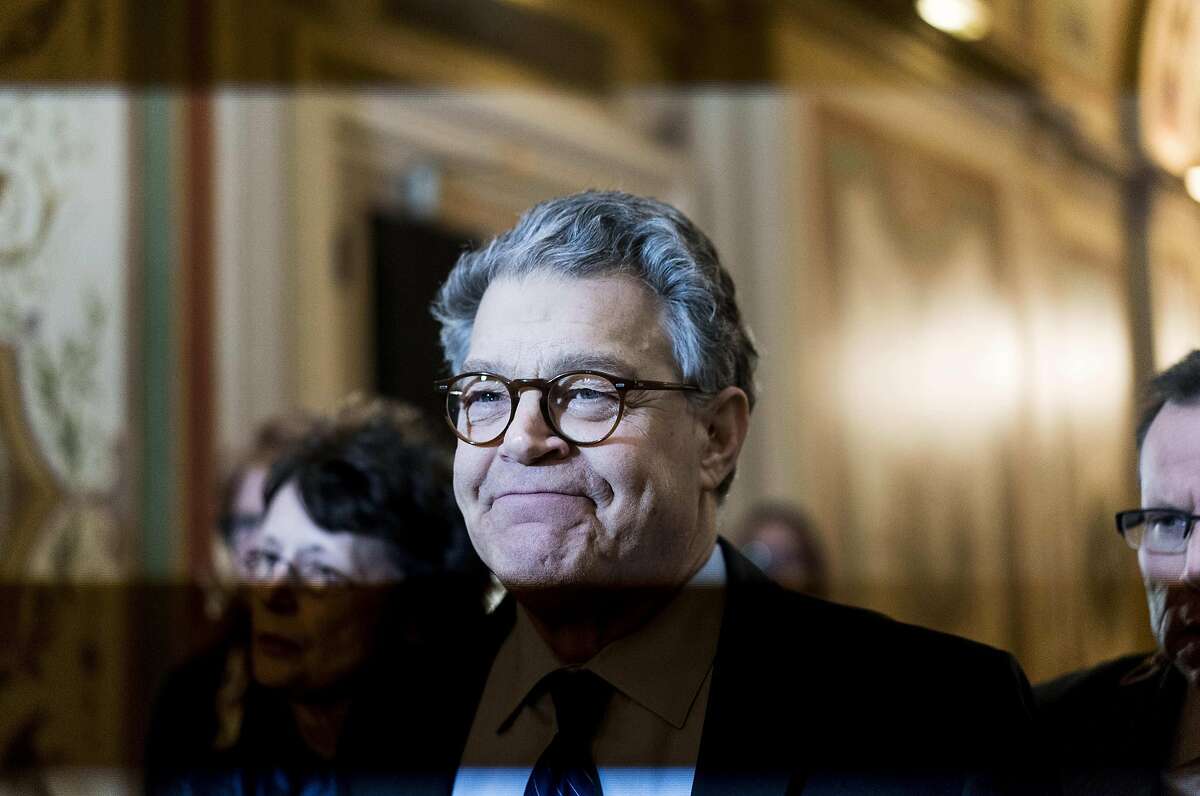 Sen. Al Franken, D-Minn., prior to announcing his resignation while addressing allegations of sexual misconduct on Thursday. MUST CREDIT: Washington Post photo by Melina Mara